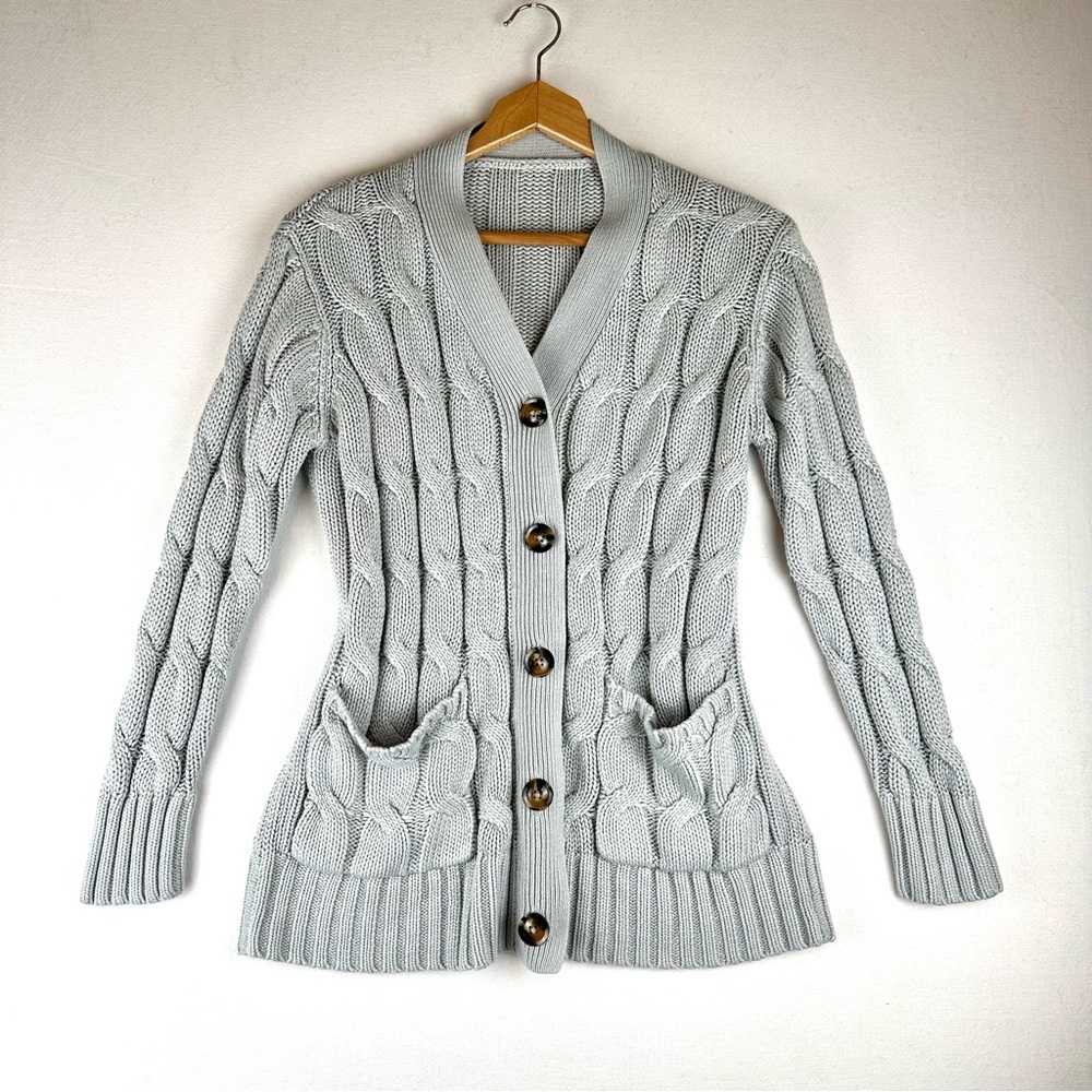 Cable Knit Cardigan Button Down V Neck Sweater Jackets with Pocket‎ Office